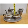 Image 30 : CM Co. & Reed & Barton Set w/ Tea Pot, Creamer, Sugar Bowl w/ Lid, Dish & Urn, Monogrammed w/ Initia