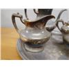 Image 3 : CM Co. & Reed & Barton Set w/ Tea Pot, Creamer, Sugar Bowl w/ Lid, Dish & Urn, Monogrammed w/ Initia