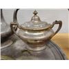Image 5 : CM Co. & Reed & Barton Set w/ Tea Pot, Creamer, Sugar Bowl w/ Lid, Dish & Urn, Monogrammed w/ Initia