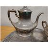 Image 6 : CM Co. & Reed & Barton Set w/ Tea Pot, Creamer, Sugar Bowl w/ Lid, Dish & Urn, Monogrammed w/ Initia