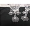 Image 5 : Qty 7 Clear Wine Claret Glasses w/ Floral Design 3.5" Dia, 8"H