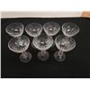 Image 2 : Qty 7 Clear Low Sherbet or Champagne Glasses w/ Leaf Design, 3.5" Dia, 5.5"H