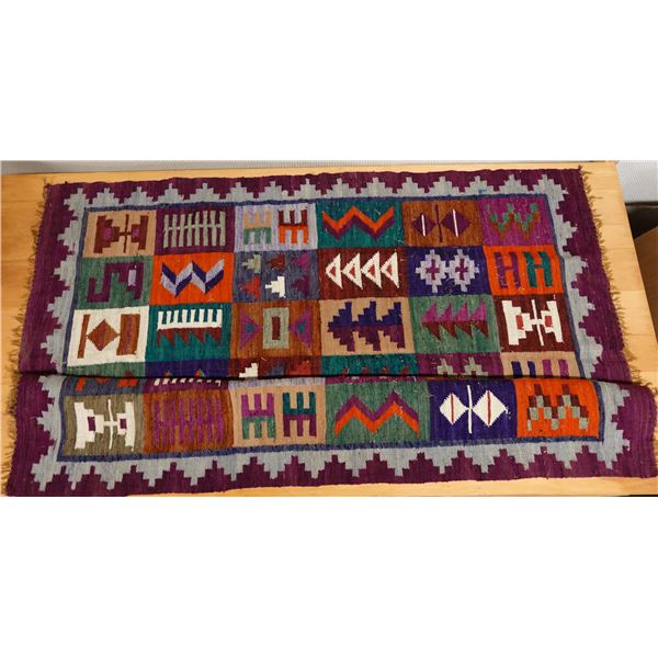 Woven Area Rug w/ Geometric Design & Fringe 61" x 45"