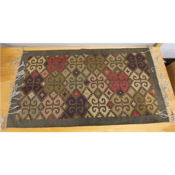 Woven Area Rug w/ Geometric Design & Fringe 56" x 32"