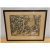 Image 1 : Forest Artwork by Alfred Ray Burrell w/ Bio, Framed & Matted 17" x 14"