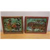 Image 1 : Qty 2 Abstract Animal Artwork, Wood Framed 16" x 14"
