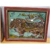 Image 4 : Qty 2 Abstract Animal Artwork, Wood Framed 16" x 14"