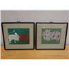 Image 1 : Qty 2 Asian Folk Artworks, Framed & Matted 15" x 14"