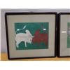 Image 2 : Qty 2 Asian Folk Artworks, Framed & Matted 15" x 14"