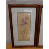 Image 2 : Qty 2 Floral Artwork, Marked Artist Proof 2/5 by Wren w/ Stamp, Wood Framed & Matted 13" x 21"