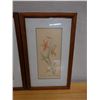 Image 5 : Qty 2 Floral Artwork, Marked Artist Proof 2/5 by Wren w/ Stamp, Wood Framed & Matted 13" x 21"
