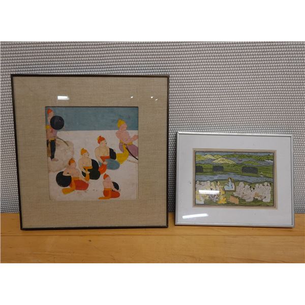 Qty 2 Indian Artwork, Framed & Matted, Misc Sizes