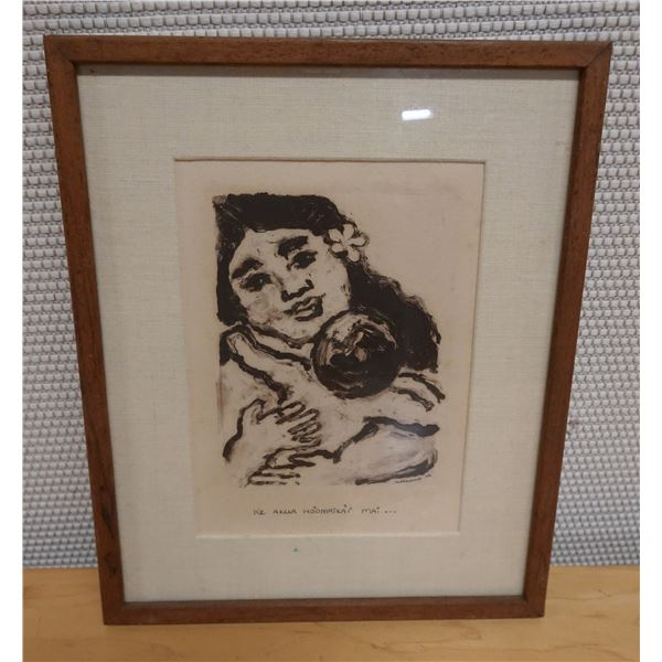 Ke Akua Ho'omaika'I Mai Artwork  by Artist Melcame (?), Framed & Matted 11" x 13"