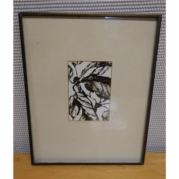 From My Home Artwork Numbered 1/3  by Artist Mellama (?) 1978, Framed & Matted 12" x 15"