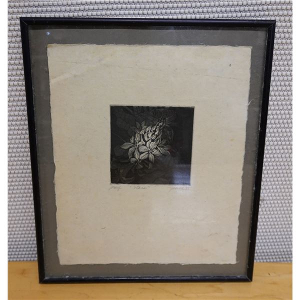 Stars B&W Artwork, Marked Proof,  by Artist Jenn (?) '85, Framed & Matted 12" x 14"