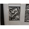 Image 2 : Abstract 3-Section B&W Artwork, Framed & Matted 19" x 11"