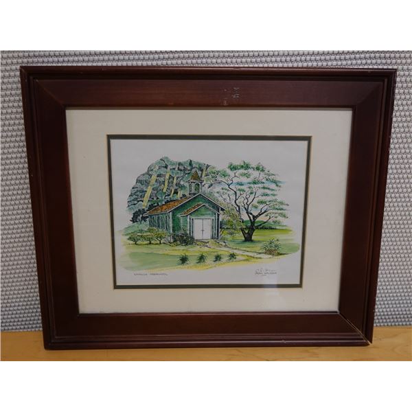Kapalua Preschool Artwork  by Artist Dean Kruger 1996, Framed & Matted 11" x 14"