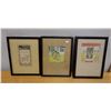 Image 1 : Qty 3 Indian Artworks, Framed & Matted 11" x 14"