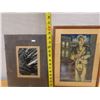 Image 8 : Qty 2 Artworks: Abstract & Male Figure, 1 Matted, 1 Framed (cracked), Misc Sizes