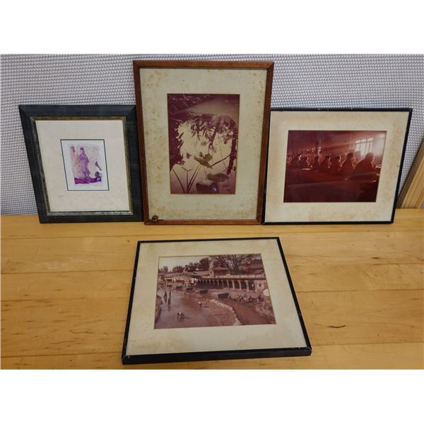 Qty 4 Framed Artworks & Photographic Images, Misc Sizes