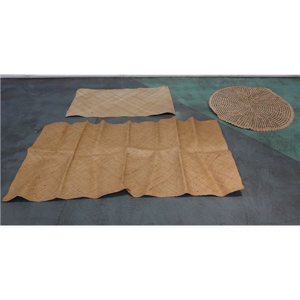 Qty 3 Woven Mats, Misc Shapes & Sizes