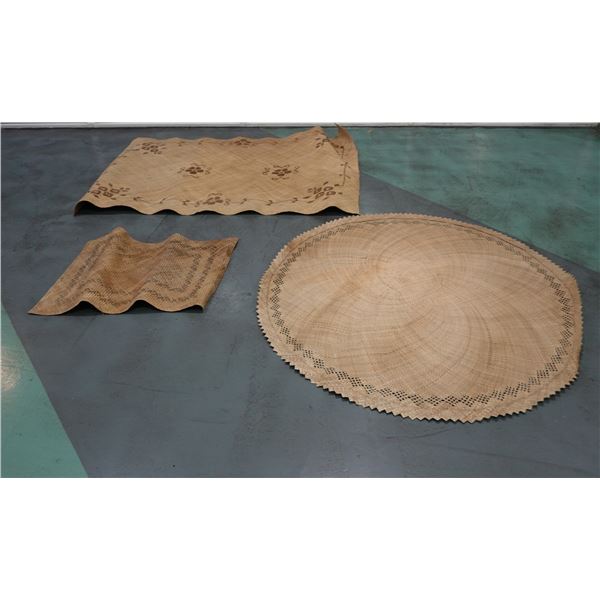 Qty 3 Woven Mats, Misc Shapes & Sizes
