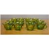 Image 1 : Qty 12 Green Glass Mugs w/ Pinwheel Design Approx. 3.5" Dia, 2.5"H