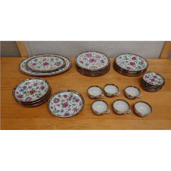 Multiple J. Cumming Hong Kong & YT Floral Dishes: Serving Platters, Plates, Tea Cups, etc Misc Sizes