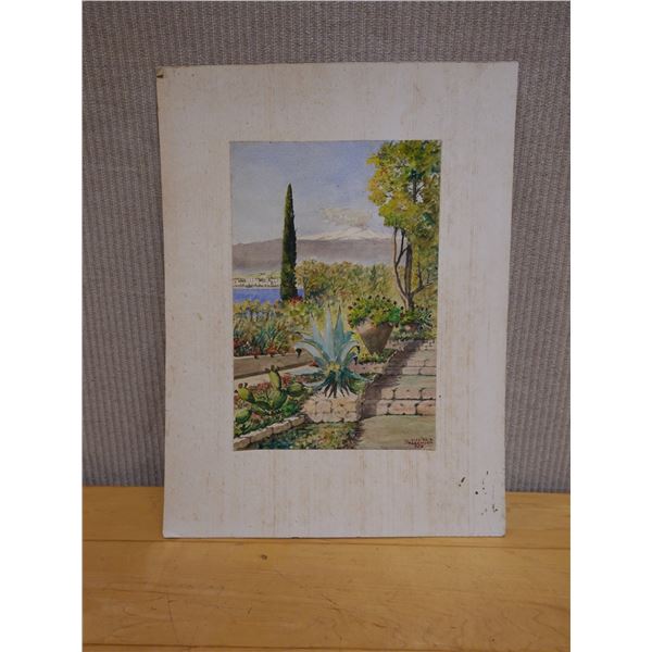 Landscape Scene Artwork Purchased in Sicily,Taormina, by G Cicala, Unframed 13.5" x 18"