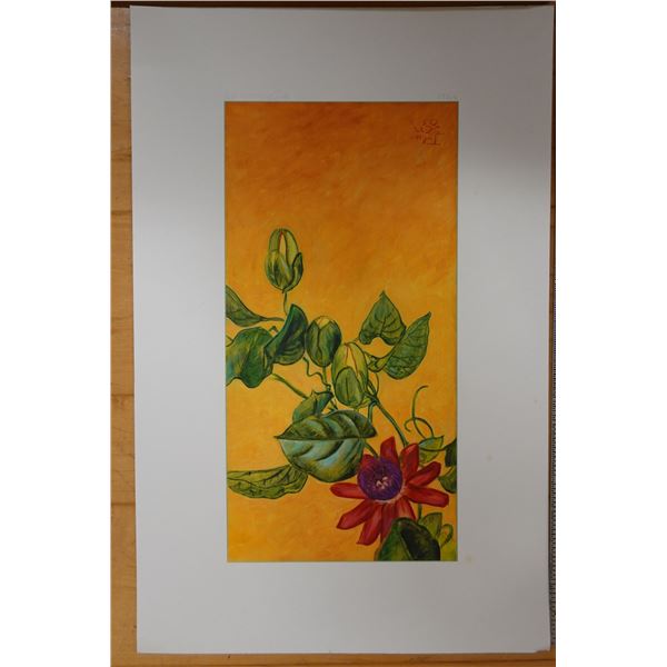 Passion Flower Artwork Numbered 2/50 by Artist A. Johnsen w/ COA, Unframed 12.5" x 17.5"