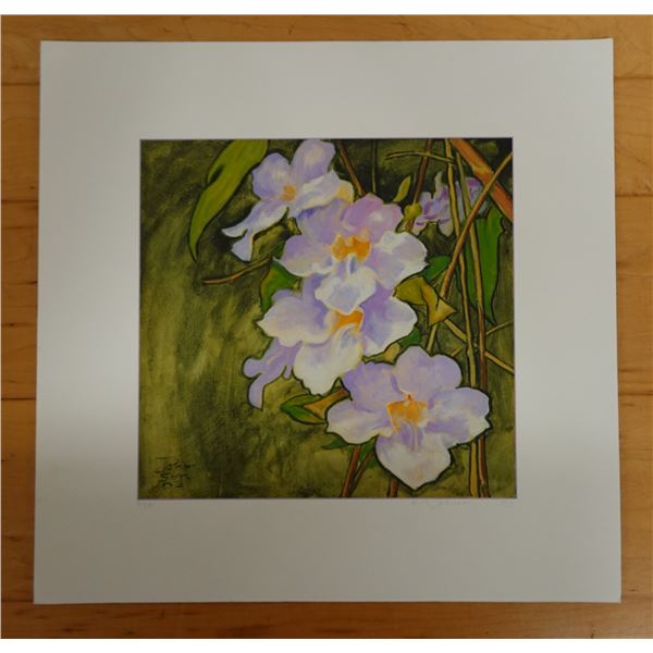 Thunbergia Artwork Numbered 2/50 by Artist A. Johnsen w/ COA, Unframed 14" x 14"