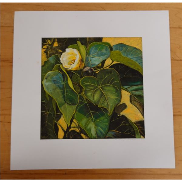 Milo Flower Artwork Numbered 2/50 by Artist A. Johnsen w/ COA, Unframed 14" x 14"