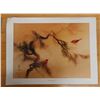 Image 1 : Cardinals & Pine Artwork by Waituck Lo w/ Asian Calligraphy, Unframed 26" x 20"