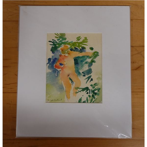 Abstract Nude Figure Artwork  by Artist George Woollard, Unframed 12" x 14"