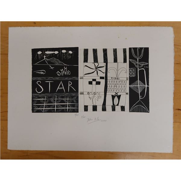 Star Artwork Numbered 8/28  by Artist John Pule 2000, Unframed 19.5" x 15"