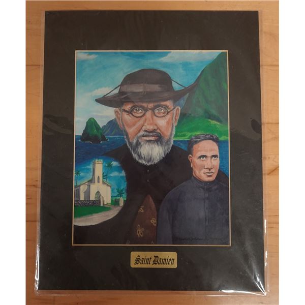 Saint Damien Artwork by Brook Kapukuniahi Parker, Unframed 10" x 14"