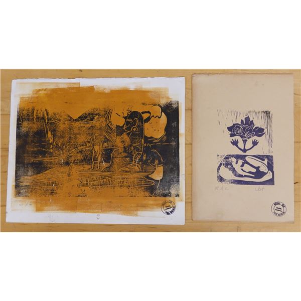 Qty 2 LBF Artworks Stamped HIVA-OA Paul Gauguin, Unframed, Misc Sizes