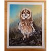 Image 1 : Pueo Owl Artwork Numbered 2/98 by Ipo Nihipali, Unframed 9" x 11”