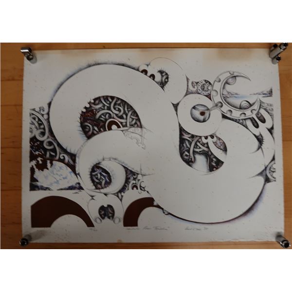 Waikato River Taniwha Artwork Numbered 56/60 by Buck Nin, Unframed 30" x 22.5"
