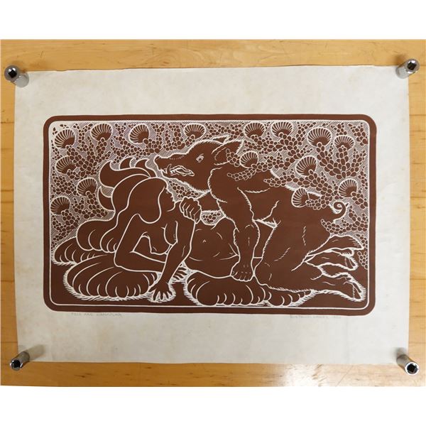 Pele & Kamapua'a Artwork by Dietrich Varez 1986, Unframed 24" x 18"
