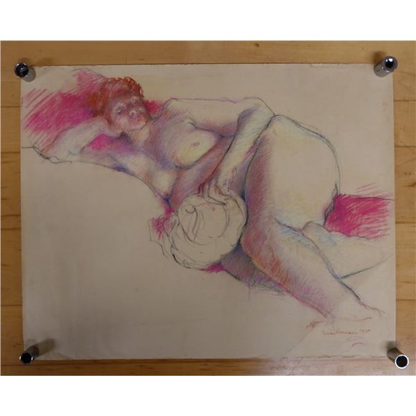 Female Nude Artwork by Sue Hansen (?) '75, Unframed 24" x 19"