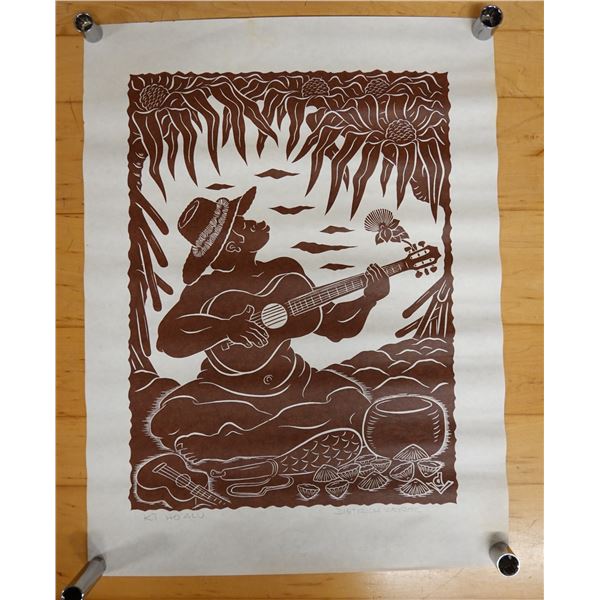 Ki Ho'alu Artwork by Artist Dietrich Varez, Unframed 18" x 24"