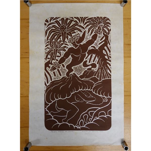 Pele's Dream of Lohiau Artwork by Artist Dietrich Varez 1986, Unframed 12" x 18"