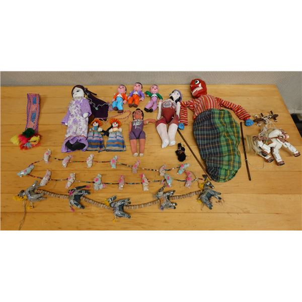Multiple Dolls & Figurines, Necklaces, Horse Puppet, etc Misc Sizes
