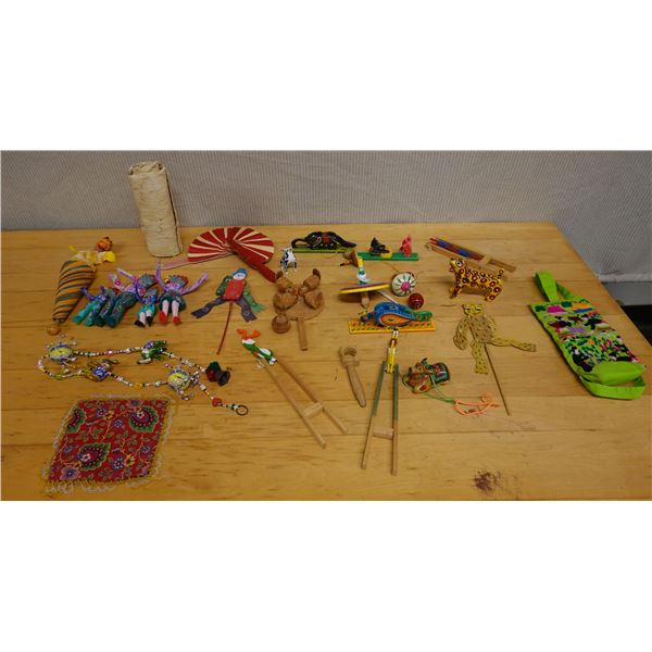 Multiple Dolls & Figurines, Necklaces, Fans, Tops, etc Misc Sizes