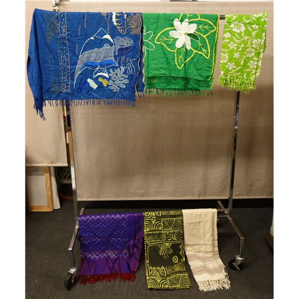 Qty 6 Fabric Wraps, Misc Designs, Sizes from 60"x44" to 88" x 34"