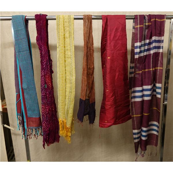 Qty 6 Fabric Belts & Ties, Misc Designs & Sizes
