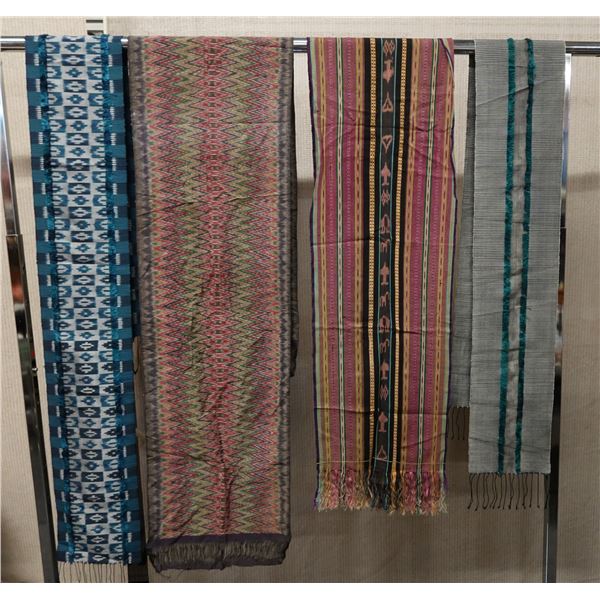 Qty 4 Fabric Wraps & Ties, Misc Designs & Sizes