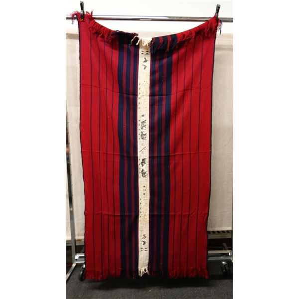 Vintage Handmade Rug w/ Center Stripe Elephant Décor 38" x 72"