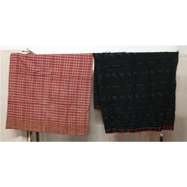 Qty 2 Misc Fabrics: Plaid & Black Solid Open-End Covers, Misc Sizes